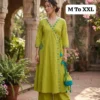 Soft Mal Cotton Embroidered Angarkha Kurti with Palazzo Set – 2-Piece Ethnic A-Line Kurta Set with Front Side Pocket for Women