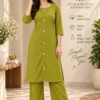 Solid Cotton Flex Kurta Pant Co-Ord Set with Pockets | Minimal Mirror Work Fusion Office Wear 2-Piece Set - Image 10