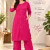 Solid Cotton Flex Kurta Pant Co-Ord Set with Pockets | Minimal Mirror Work Fusion Office Wear 2-Piece Set - Image 9