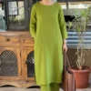 Solid Cotton Slub Straight Kurti Palazzo Set with Side Pockets (Monochrome Office & Daily Wear Co-Ord Set) - Image 3