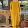 Solid Cotton Slub Straight Kurti Palazzo Set with Side Pockets (Monochrome Office & Daily Wear Co-Ord Set) - Image 8