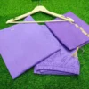 Solid Lavender Purple Pure Cotton Straight Kurti Salwar Pant Set with Zari Border Dupatta (Fully Stitched 3-Piece Suit) - Image 4