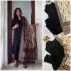 Solid Liva Rayon Kurti Pant Set with Printed Cotton Dupatta - Image 15