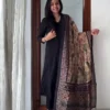 Solid Liva Rayon Kurti Pant Set with Printed Cotton Dupatta - Image 2