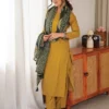 Solid Liva Rayon Kurti Pant Set with Printed Cotton Dupatta - Image 21