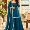 Space Silk Straight Kurti with 12-Kali Voluminous Gharara & Dupatta Set | Women Mirror & Pearl Lace Border Festive Eid Suit (Sizes S to XXL)