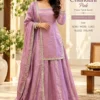 Space Silk Straight Kurti with 12-Kali Voluminous Gharara & Dupatta Set | Women Mirror & Pearl Lace Border Festive Eid Suit (Sizes S to XXL) - Image 4