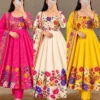 Tabby Organza Floral Print Flared Anarkali Suit Set - Image 12