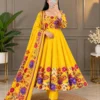 Tabby Organza Floral Print Flared Anarkali Suit Set - Image 2