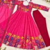 Tabby Organza Floral Print Flared Anarkali Suit Set - Image 3