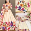 Tabby Organza Floral Print Flared Anarkali Suit Set - Image 7