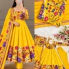 Tabby Organza Floral Print Flared Anarkali Suit Set - Image 9