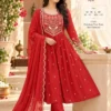 Two-Tone Mul Chanderi Embroidered Anarkali Suit Set with Scallop Dupatta & Pants | Festive Readymade 3-Piece Set - Image 7