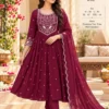 Two-Tone Mul Chanderi Embroidered Flared Anarkali Kurta Set with Pant & Scallop Dupatta | Festive 3-Piece Suit (M–XXL) - Image 4