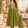 Two-Tone Mul Chanderi Embroidered Flared Anarkali Kurta Set with Pant & Scallop Dupatta | Festive 3-Piece Suit (M–XXL) - Image 6