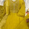 Viscose Silk Embroidered Kurti Set with Banarasi Dupatta - Image 10
