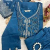 Viscose Silk Embroidered Kurti Set with Banarasi Dupatta - Image 11