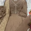 Viscose Silk Embroidered Kurti Set with Banarasi Dupatta - Image 2