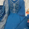 Viscose Silk Embroidered Kurti Set with Banarasi Dupatta - Image 3