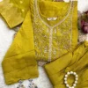 Viscose Silk Embroidered Kurti Set with Banarasi Dupatta - Image 7