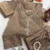 Viscose Silk Embroidered Kurti Set with Banarasi Dupatta - Image 8