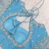 Wholesale Pure Organza Silk Saree with Zardozi Work Raw Silk Blouse | Scallop Cutwork Border Saree Manufacturer - Image 6