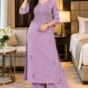 Wholesale Vatican Cotton Lucknowi Work Long Kurti with Plazo Set (XL–5XL) with Attached Inner – Set of 4 Colors - Image 2