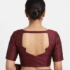 Wine Maroon Raw Silk Square Neck Readymade Saree Blouse