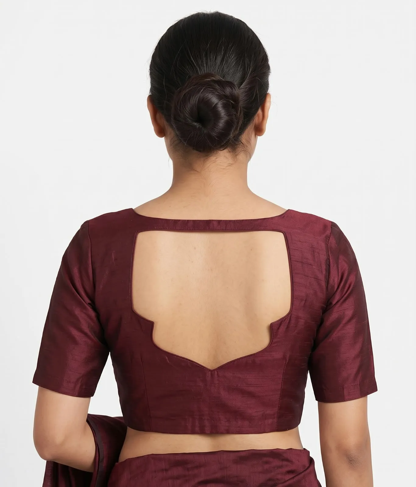 Wine Maroon Raw Silk Square Neck Readymade Saree Blouse