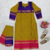 Women Kanchi Cotton Kurti Dupatta Set V-Neck Ethnic Suit - Image 10