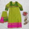 Women Kanchi Cotton Kurti Dupatta Set V-Neck Ethnic Suit - Image 11