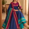 Women Kanchi Cotton Kurti Dupatta Set V-Neck Ethnic Suit - Image 2