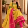 Women Kanchi Cotton Kurti Dupatta Set V-Neck Ethnic Suit - Image 7
