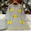 Women Pure 60x60 Cotton Sunflower Embroidered Kurta Set with Flared Farshi Salwar - Image 10