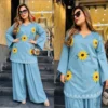 Women Pure 60x60 Cotton Sunflower Embroidered Kurta Set with Flared Farshi Salwar - Image 14