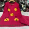 Women Pure 60x60 Cotton Sunflower Embroidered Kurta Set with Flared Farshi Salwar - Image 15