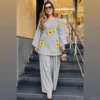 Women Pure 60x60 Cotton Sunflower Embroidered Kurta Set with Flared Farshi Salwar - Image 2