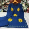Women Pure 60x60 Cotton Sunflower Embroidered Kurta Set with Flared Farshi Salwar - Image 4