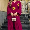 Women Pure 60x60 Cotton Sunflower Embroidered Kurta Set with Flared Farshi Salwar - Image 7
