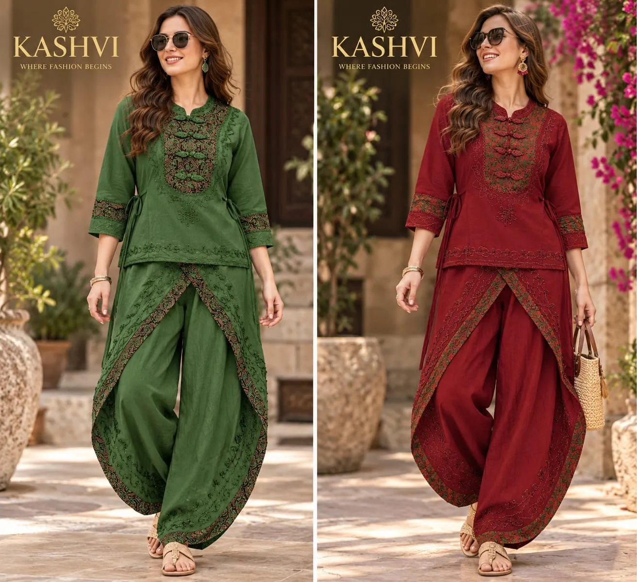 Women Rayon Dhoti Pajama Kurti Set with Embroidery | Readymade Tulip Dhoti Salwar Suit (Fits up to 44) - Image 4