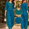 Women Rayon Dhoti Pajama Kurti Set with Embroidery | Readymade Tulip Dhoti Salwar Suit (Fits up to 44) - Image 5