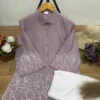 Women's Designer Embroidered Shirt with Stretchable Palazzo Set - Image 10