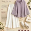 Women's Designer Embroidered Shirt with Stretchable Palazzo Set - Image 3