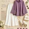 Women's Designer Embroidered Shirt with Stretchable Palazzo Set - Image 4