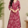 Women's Hand Embroidered V-Neck Straight Kurta with Wide Leg Pant Set (2-Piece Cotton Festive & Daily Wear Suit) - Image 5