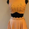 Women’s Navy Blue Embroidered Crop Top with Flared Maxi Skirt Set | Sleeveless Boat Neck Zari Work Scalloped Hem Lehenga Set for Festive Party Wear - Image 3