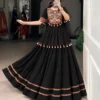 Women’s Traditional Gujarati Gamthi Embroidered Kurti Skirt Set with Pom-Pom Lace Border & Free Hair Accessory - Image 2