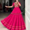 Women’s Traditional Gujarati Gamthi Embroidered Kurti Skirt Set with Pom-Pom Lace Border & Free Hair Accessory - Image 3