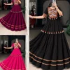 Women’s Traditional Gujarati Gamthi Embroidered Kurti Skirt Set with Pom-Pom Lace Border & Free Hair Accessory - Image 4