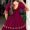Women’s Traditional Gujarati Gamthi Embroidered Kurti Skirt Set with Pom-Pom Lace Border & Free Hair Accessory - Image 5